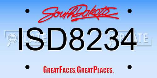 ISD8234 South Dakota License Plate