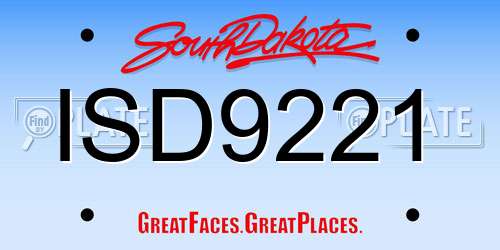 ISD9221 South Dakota License Plate