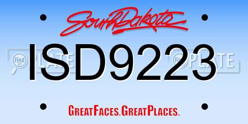 ISD9223 South Dakota License Plate