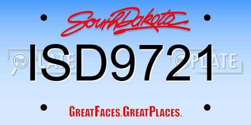 ISD9721 South Dakota License Plate