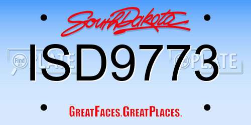 ISD9773 South Dakota License Plate