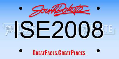 ISE2008 South Dakota License Plate