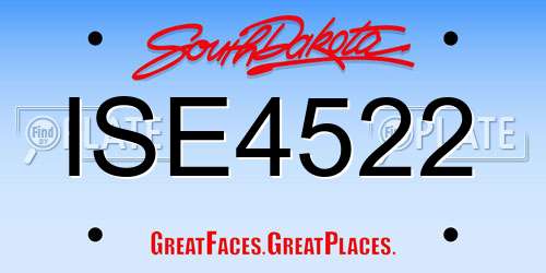 ISE4522 South Dakota License Plate