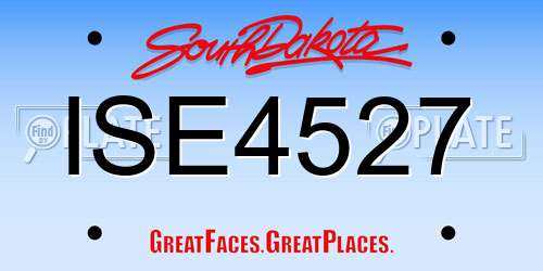 ISE4527 South Dakota License Plate