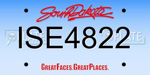 ISE4822 South Dakota License Plate