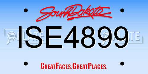 ISE4899 South Dakota License Plate