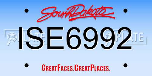 ISE6992 South Dakota License Plate