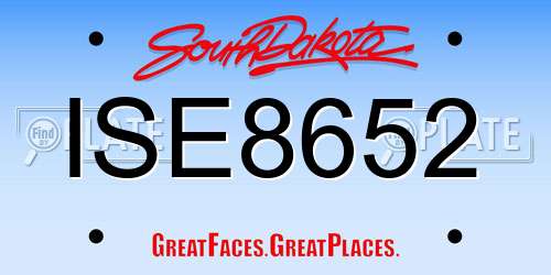 ISE8652 South Dakota License Plate
