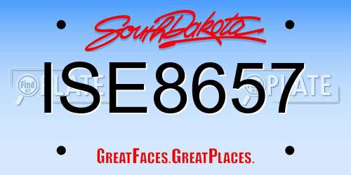 ISE8657 South Dakota License Plate