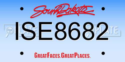 ISE8682 South Dakota License Plate