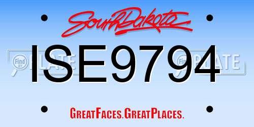 ISE9794 South Dakota License Plate