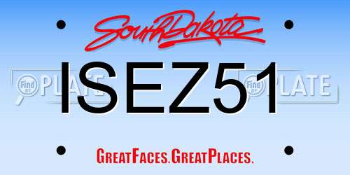 ISEZ51 South Dakota License Plate