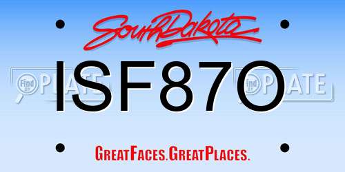 ISF87O South Dakota License Plate