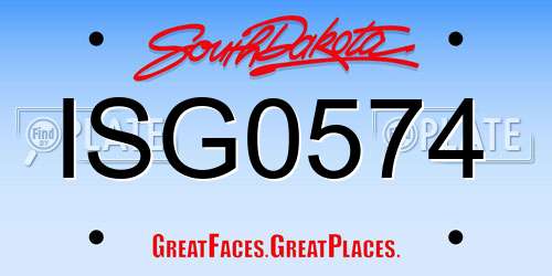 ISG0574 South Dakota License Plate