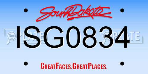 ISG0834 South Dakota License Plate