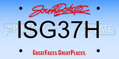 ISG37H South Dakota License Plate