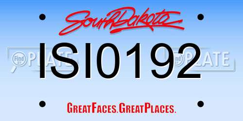 ISI0192 South Dakota License Plate
