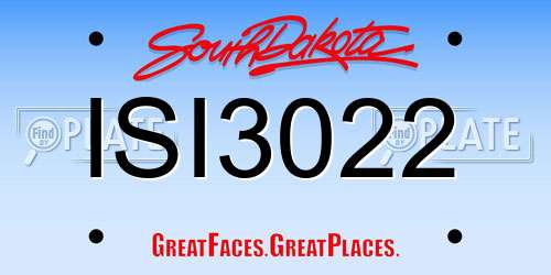 ISI3022 South Dakota License Plate