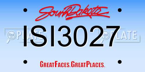 ISI3027 South Dakota License Plate