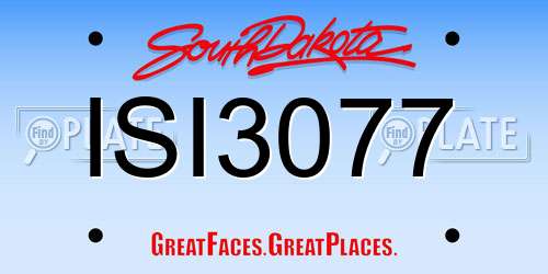 ISI3077 South Dakota License Plate