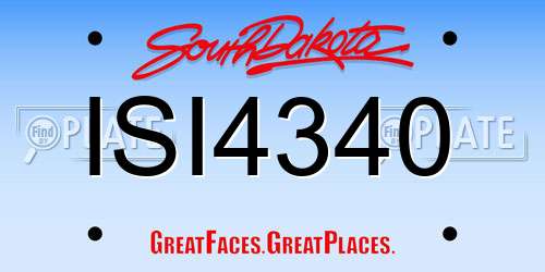 ISI4340 South Dakota License Plate