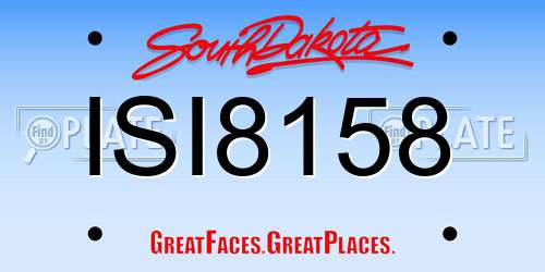 ISI8158 South Dakota License Plate