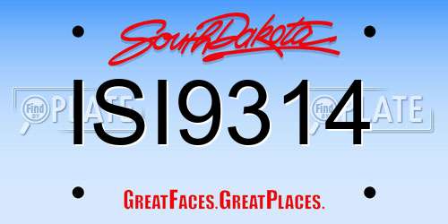 ISI9314 South Dakota License Plate