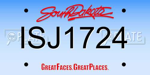 ISJ1724 South Dakota License Plate