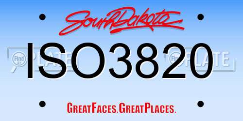 ISO3820 South Dakota License Plate