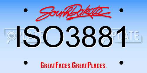 ISO3881 South Dakota License Plate
