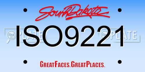 ISO9221 South Dakota License Plate