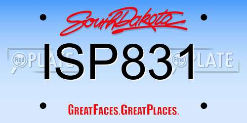 ISP831 South Dakota License Plate