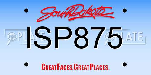 ISP875 South Dakota License Plate
