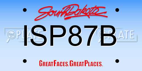 ISP87B South Dakota License Plate