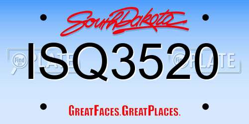 ISQ3520 South Dakota License Plate