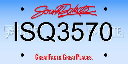 ISQ3570 South Dakota License Plate