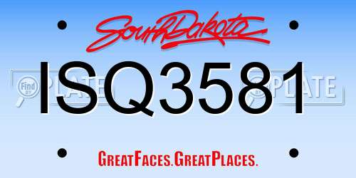 ISQ3581 South Dakota License Plate