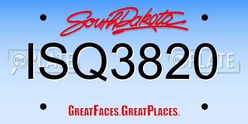 ISQ3820 South Dakota License Plate