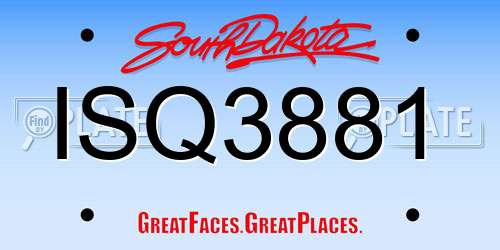 ISQ3881 South Dakota License Plate