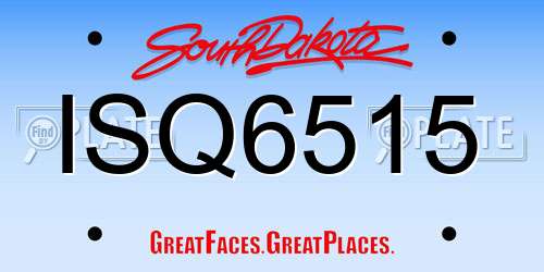 ISQ6515 South Dakota License Plate