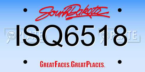 ISQ6518 South Dakota License Plate