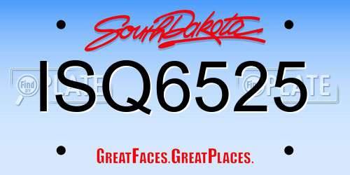 ISQ6525 South Dakota License Plate
