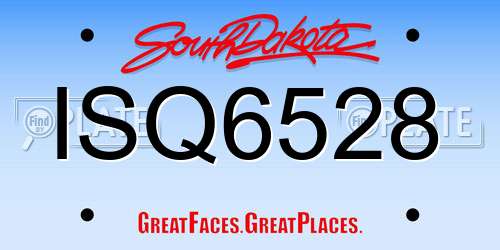 ISQ6528 South Dakota License Plate