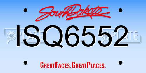ISQ6552 South Dakota License Plate