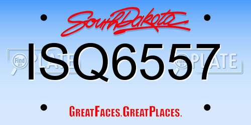 ISQ6557 South Dakota License Plate