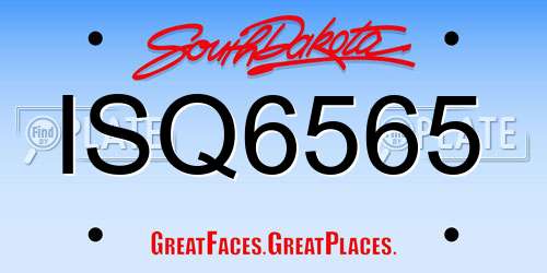 ISQ6565 South Dakota License Plate