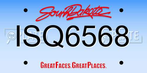 ISQ6568 South Dakota License Plate