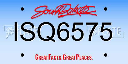 ISQ6575 South Dakota License Plate