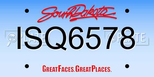 ISQ6578 South Dakota License Plate