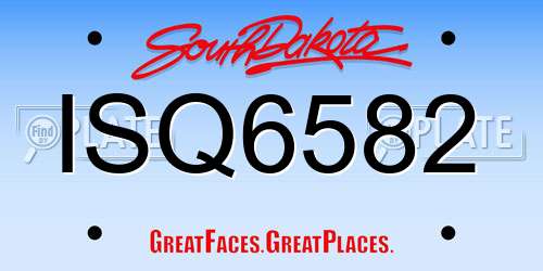 ISQ6582 South Dakota License Plate